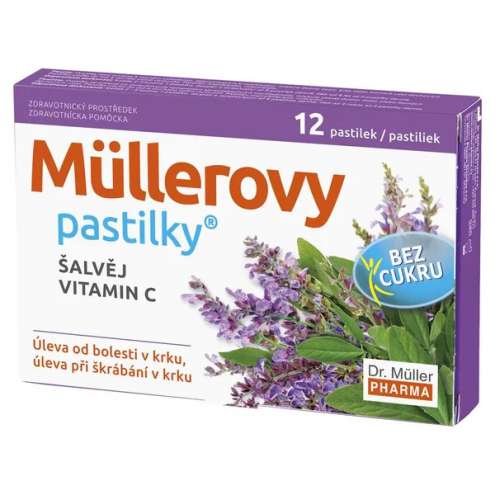 Dr. Müller Pharma Müllerovy pastilky se šalvějí bez cukru 12ks